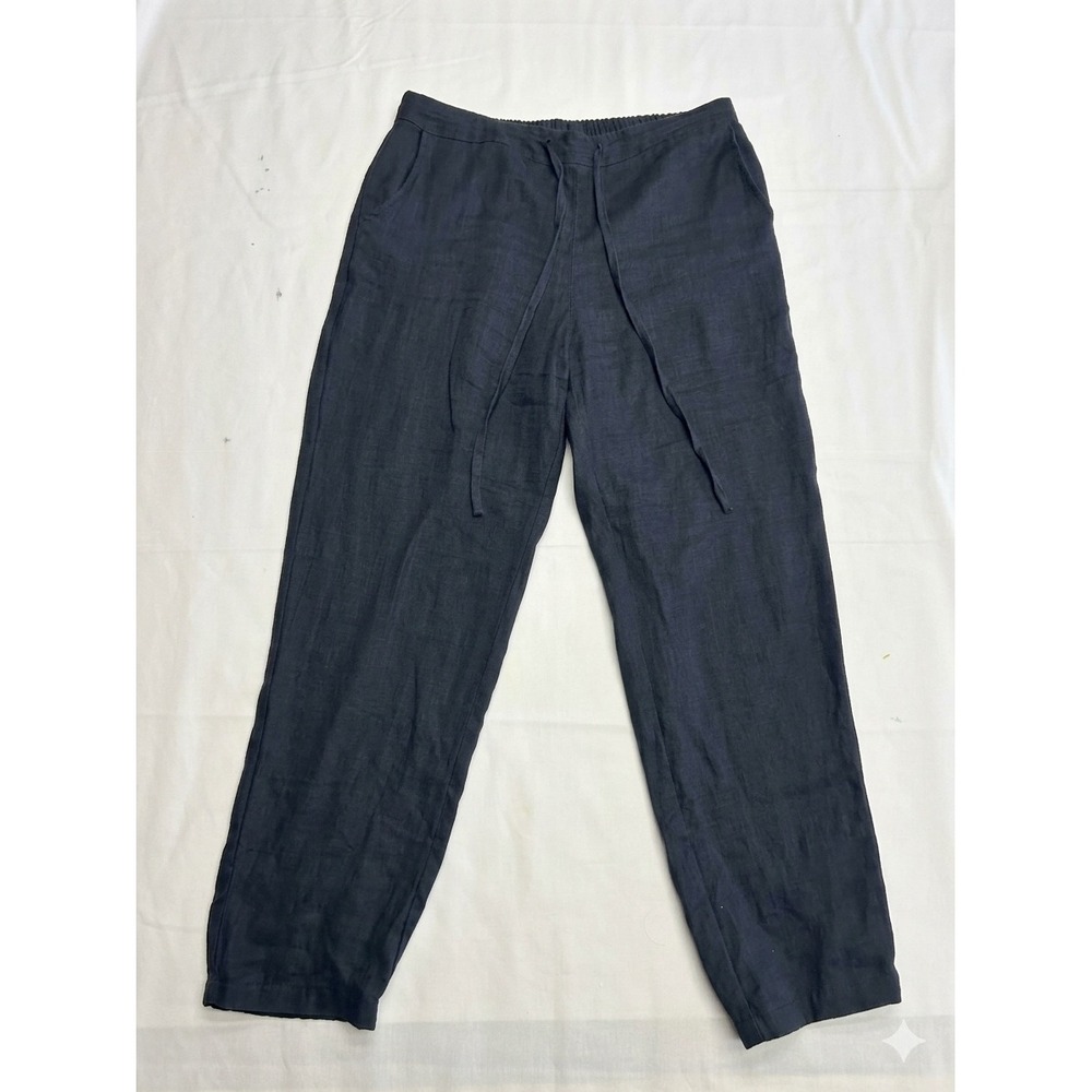 IXIMO Linen Jogger Pants Women Size L Grey Good Drawstring Elastic Waist
